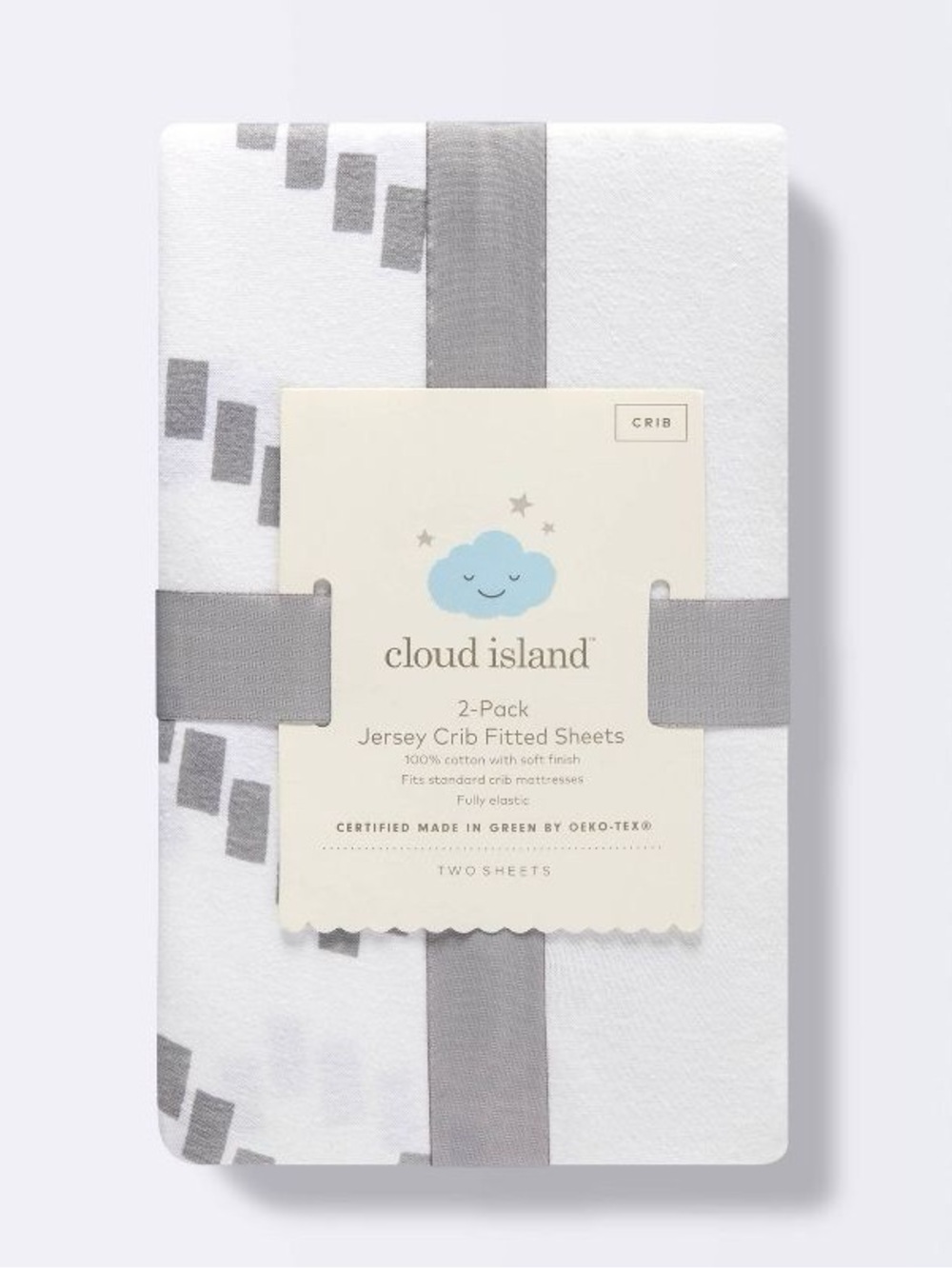 cloud island Jersey Crib Sheets 2-Pack in White and Gray